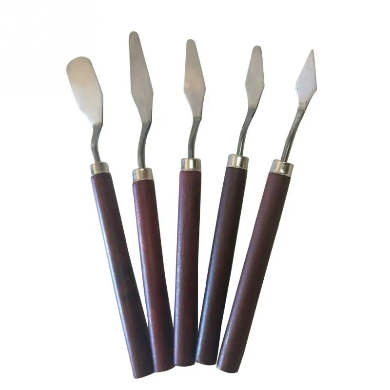 

5Pcs Professional Stainless Steel Spatula Kit Palette Knife for oil painting Fine Arts Painting Tool Set flexible blades #5