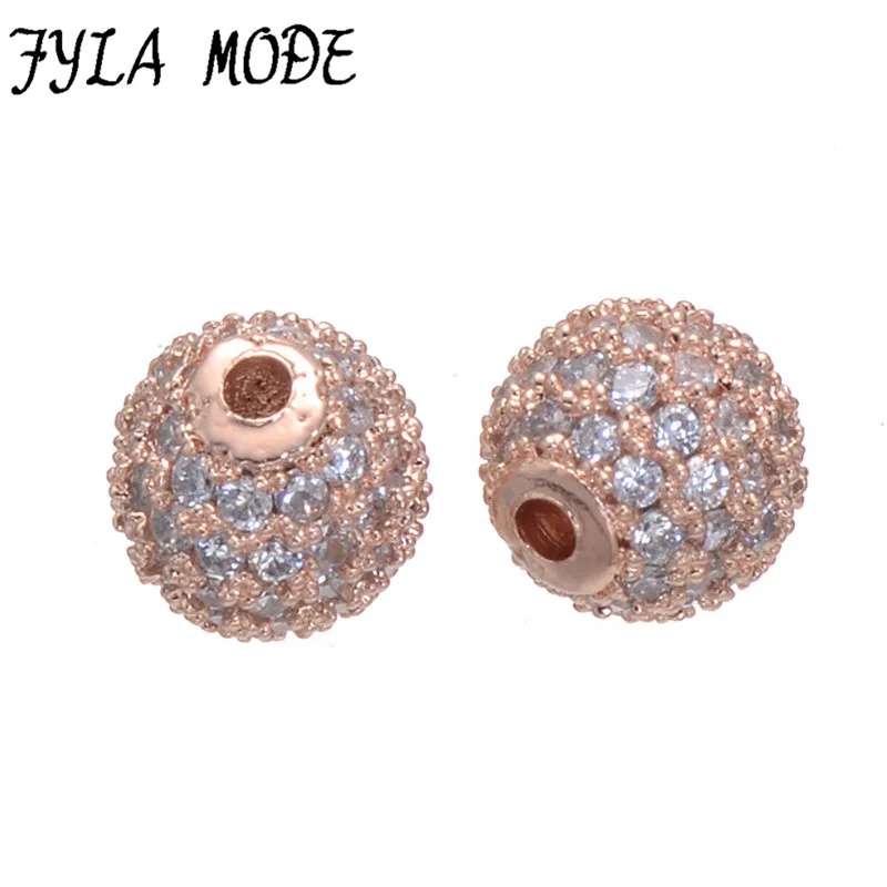 

Fyla Mode Zircon Pave Disco Micro Round Ball Rhinestones Bracelet Connector Charm Spacer Beads 6mm Fashion Coppy Jewelry