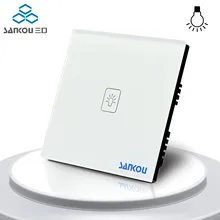 Smart Home SANKOU UK 1Gang LED Touch Dimmer Remote Switch White Crystal Glass Panel Remote Light Wall Switches Dimmer 220V/110V 2 lamps dimmer touch switch 110v 250v wallpad glass led 2 gang dimmer control wall smart switch panel eu uk