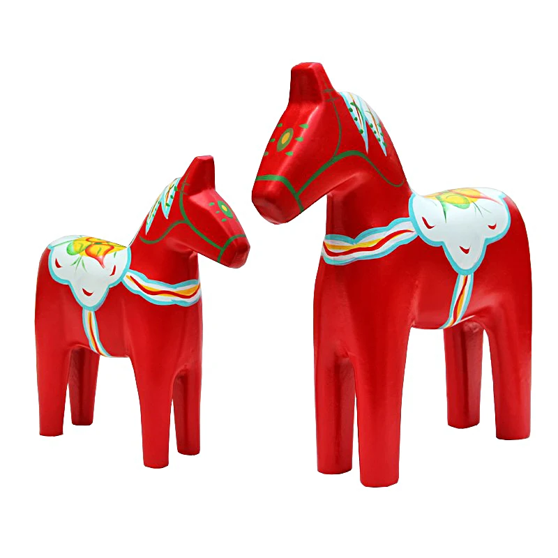 

Wooden House Crafts Living Room Office Decorations Creative Home Animal Ornaments Solid Wood Rocking Horse Decor Wedding Gift