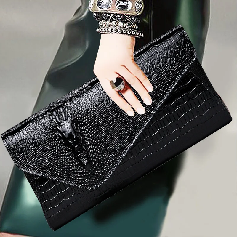 

Fashion Women Clutch Bag Crocodile Genuine Leather Bag Small Messenger Bag Shoulder Alligator Pattern