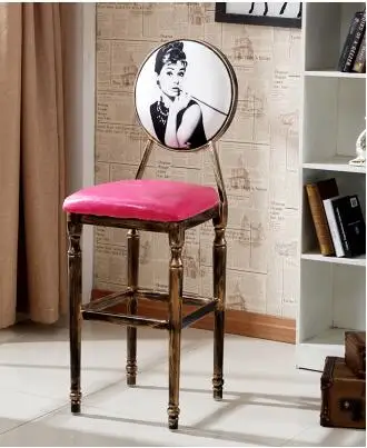 Retro bar chair modern simple iron art American bar stool rotating lift chair European bar chair family back. Retro bar chair modern simple iron art American bar stool rotating lift chair European bar chair family back.