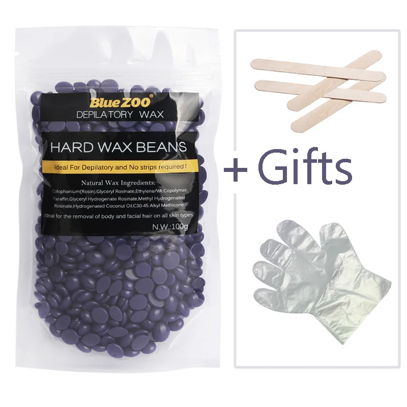 

100g Lavender Taste Depilatory Wax Painless Hair Removal Wax Beans Hot Wax With Gift No Strips For Depilation