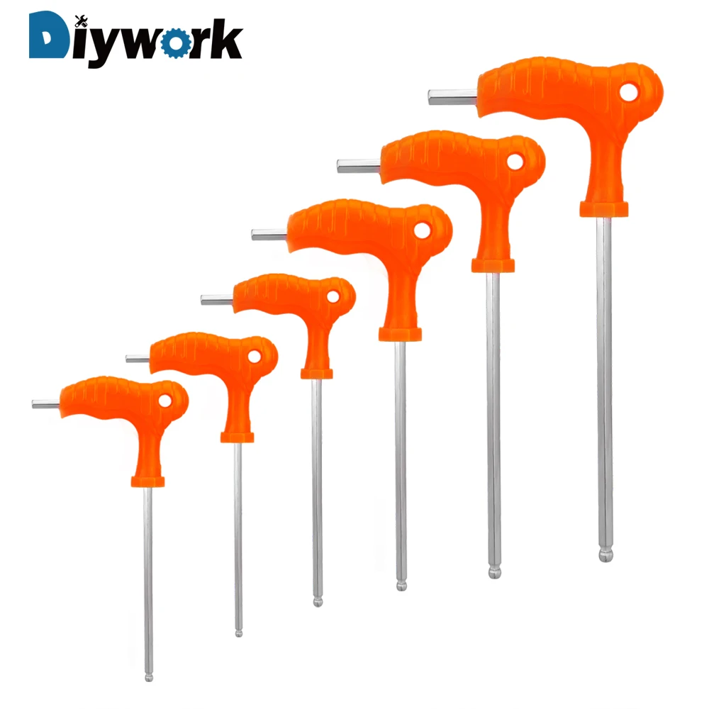 

DIYWORK T Handle Hand Tool Inner Hexagon Wrench Allen Hex Key Wrench 2.5mm 3mm 4mm 5mm 6mm 8mm High-carbon Steel Spanner