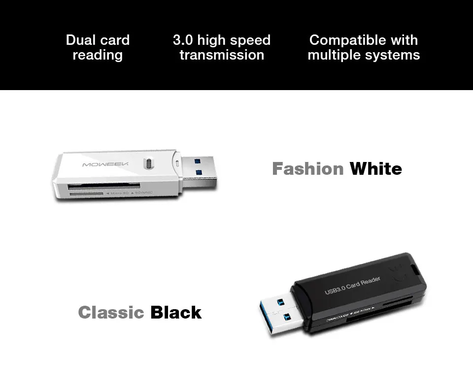 Moweek мультикардридер Высокое качество USB 3,0 2 в 1 карта памяти считывание адаптер для SD/TF micro SD ПК компьютер ноутбук аксессуары
