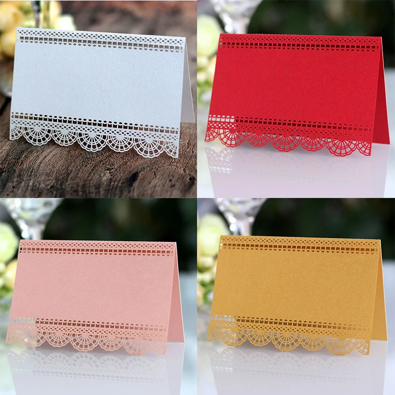 

50pcs Laser Cut Table Name Place Card Lace Love Heart Guest Message Setting Card Wedding Event Christmas Party Favor Decorations