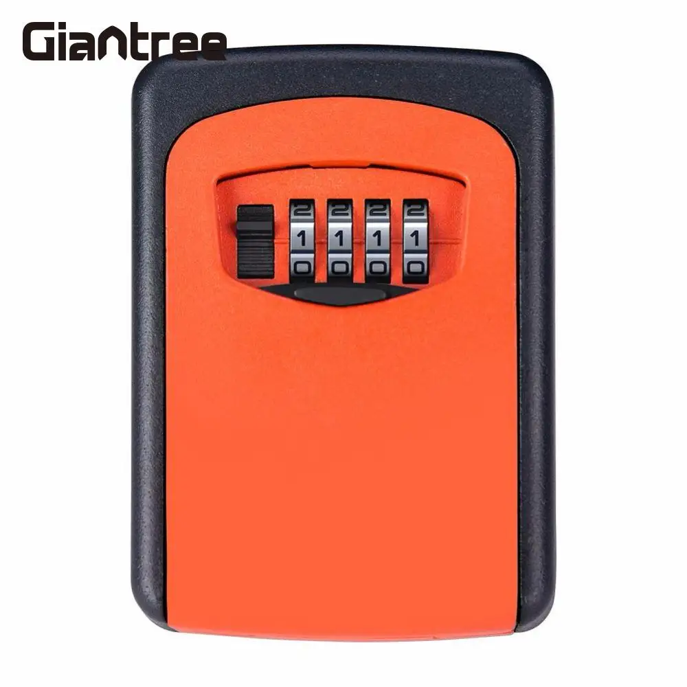 giantree 4 Digit Password Storage Case Safe Box Key Lock Box Premium Durable Alloy Orange Wall