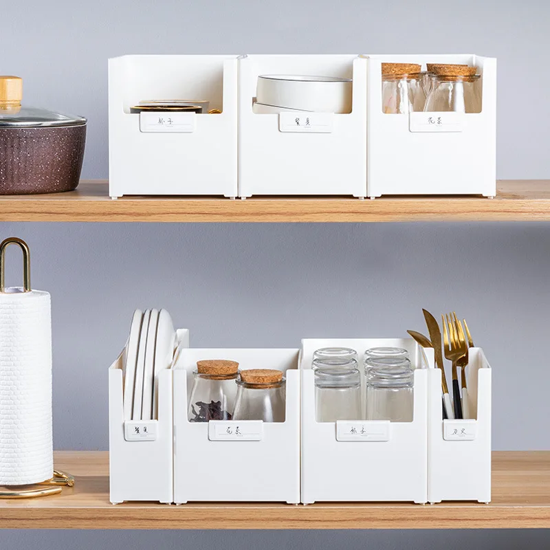 

Plastic thicken Kitchen Organizer bottle plate fork rack with tag holder Cosmetic box stacked Makeup Storage Bathroom Organizer