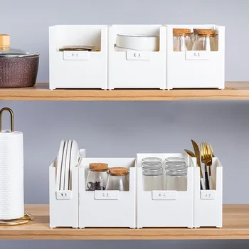 

Plastic thicken Kitchen Organizer bottle plate fork rack with tag holder Cosmetic box stacked Makeup Storage Bathroom Organizer
