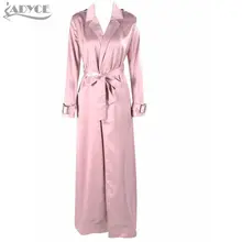 2016 new arrival noble pink black sexy dress notched sashes bow lady windbreaker party wear long coat jacket wholesale