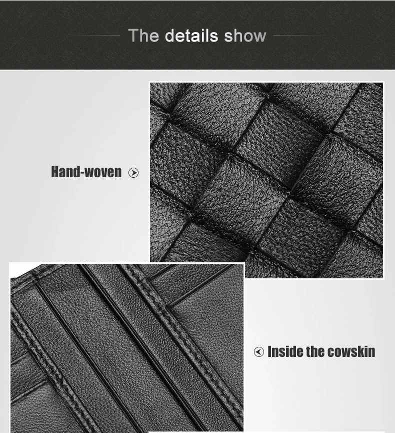 Men Wallets 100% Leather Top Baby Cow Leather Short money clip Fashion Woven Luxury Brand Wallet Simple Business 2021 New Spot