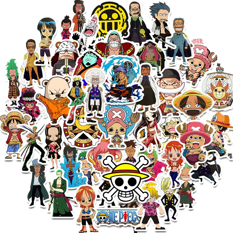

50PCS Cartoon Anime One Piece Sticker Graffiti Stickers for DIY Sticker on Travel case Laptop Skateboard Guitar Fridge phone