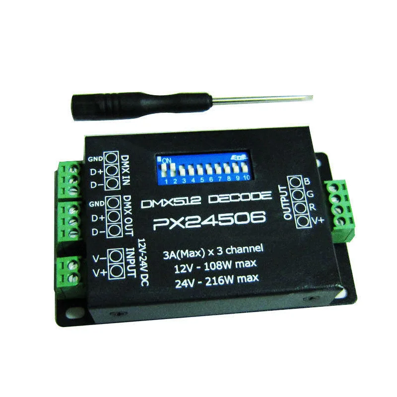 Светодиодный DMX 512 PX24506 декодер драйвера 9A Усилитель 12 V 24 RGB светодиодный свет|Контролеры RGB| |
