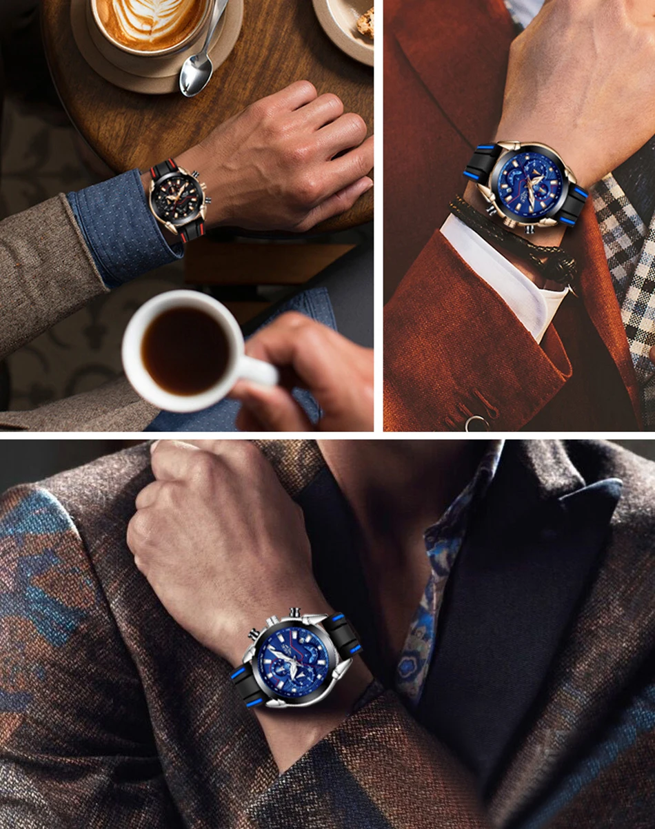 LIGE мужские часы с силиконовым ремешком Топ бренд класса люкс водонепроницаемый спортивный хронограф кварцевые наручные часы для деловых людей часы мужские