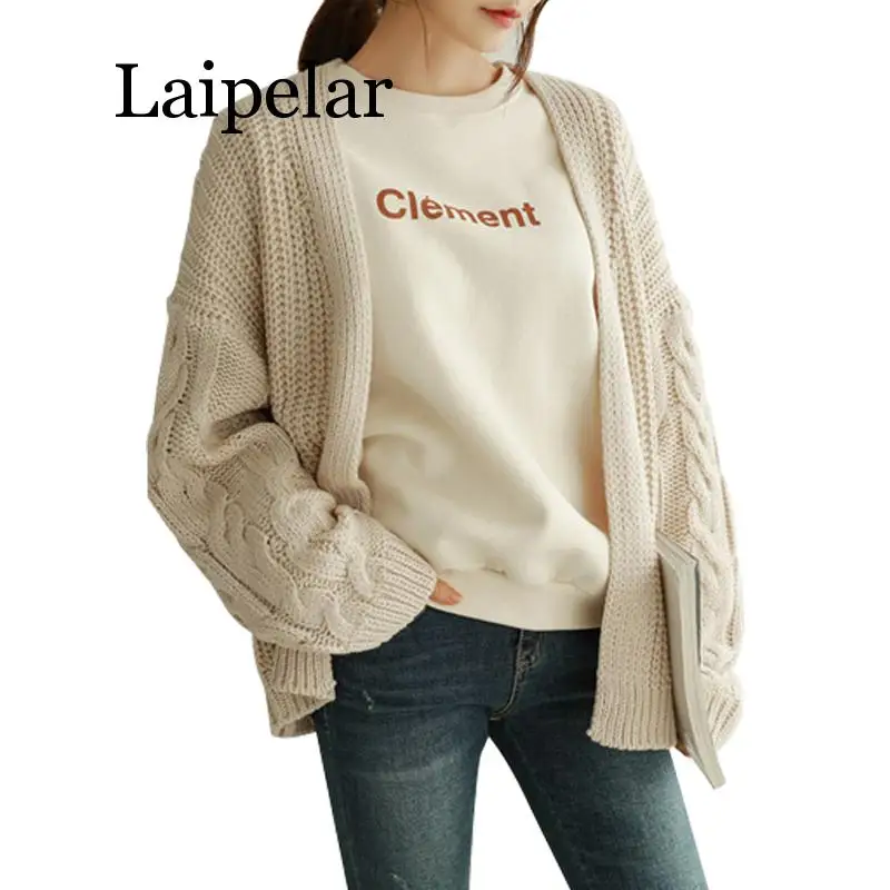 

Laipelar 2019 Autumn Women Cardigans Sweaters Casual Long Sleeve Loose Knitting Cardigan Fashion Solid Outwear Harajuku Female