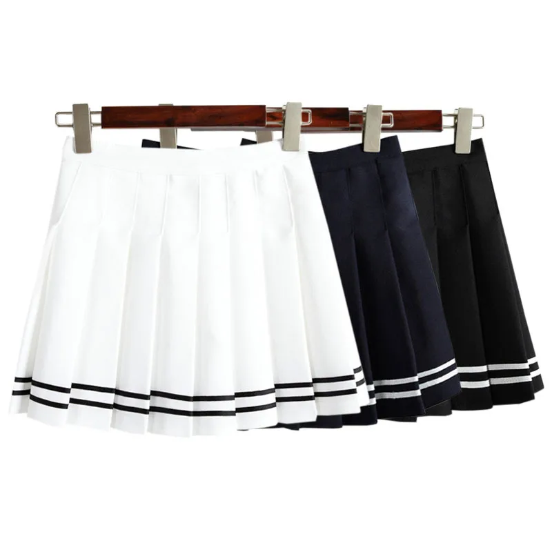 2015 summer style women striped pleated mini skirts womens vintage high