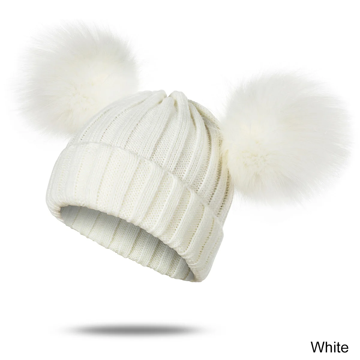 REAKIDS Милая зимняя вязаная шапочка для малыша зимняя теплая детская шапка Новорожденные Детские шапки для девочек хлопковая шапка Девочки Мальчики Детские шапки - Цвет: white