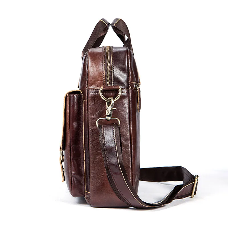 Leder Retro oil Fashion Kuh Coffee Einzigartige Männer Kapazität Design Persönlichkeit Dreidimensionale Green Handtaschen Große Multifunktionale Aktentasche brown ZAPww0qIx