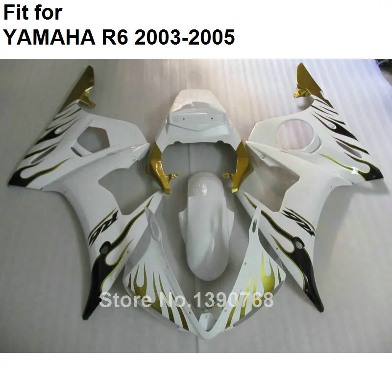 Hot Sale Fairings For YAMAHA YZF R6 2003 2004 2005 Gold Flames Black Body Work Parts Fairing Kit 03 04 05 HZ30 | Автомобили и