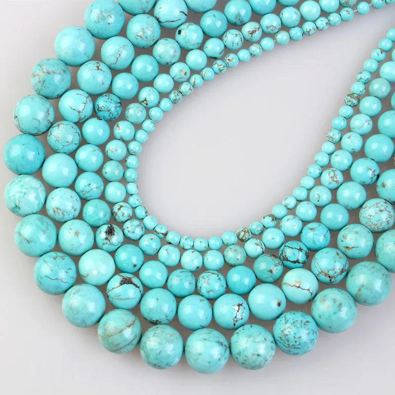 Turquoise Round Gemstone Jewellery Making Beads Blue