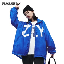 Женский весенний сезон осень, со стоячим воротником, пальто с длинными рукавами, женская модная куртка высокого качества с буквенным принтом, негабаритное повседневное пальто Q866