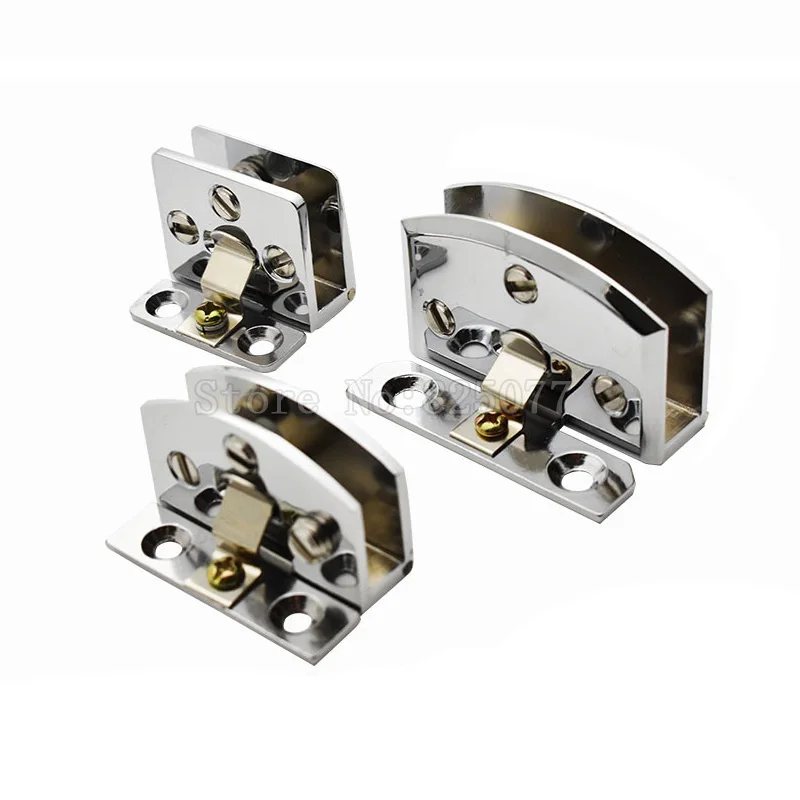 4PCS Chrome Zinc Alloy 90 Degree Side Mount Glass Door Hinge Cupboard