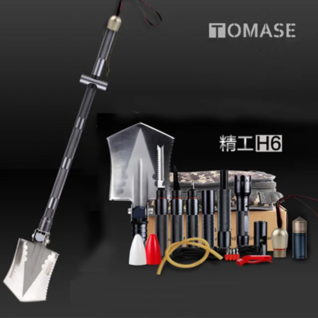 Cheap outdoor camping magic shape steel shovel survival multifunction Car shovels picnic adventure Tools Hunting Flashlight tactical