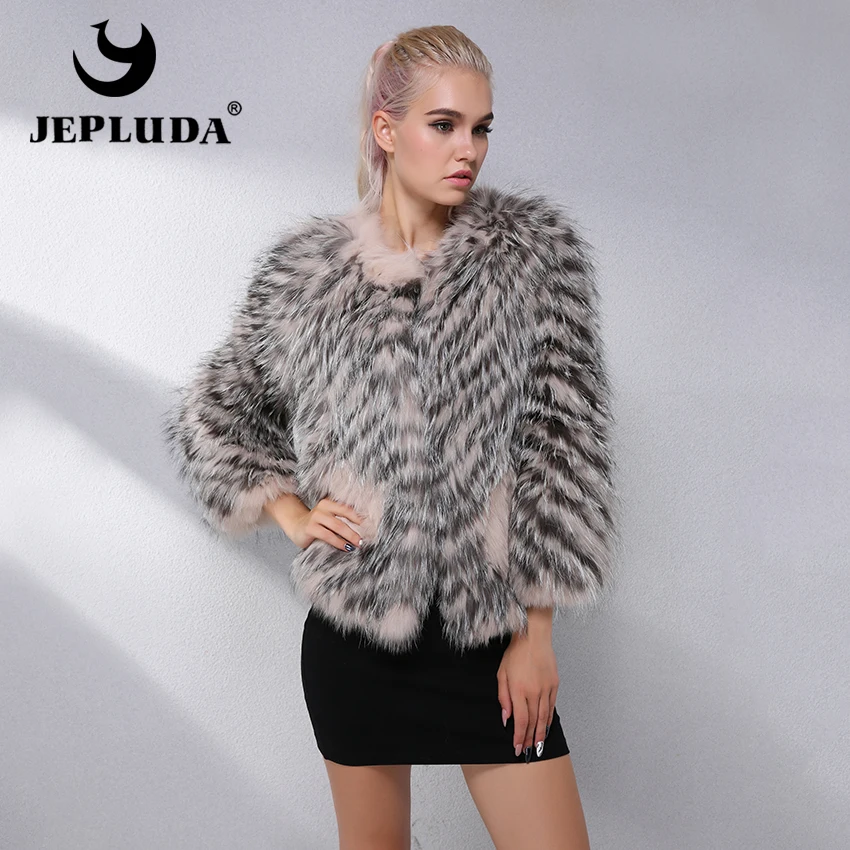 Veste Jepluda Femmes Patchwork Casual D'hiver Multi De Vêtements Manteau Naturel Fourrure Réel Hiver Renard Femme TnqTfrgv