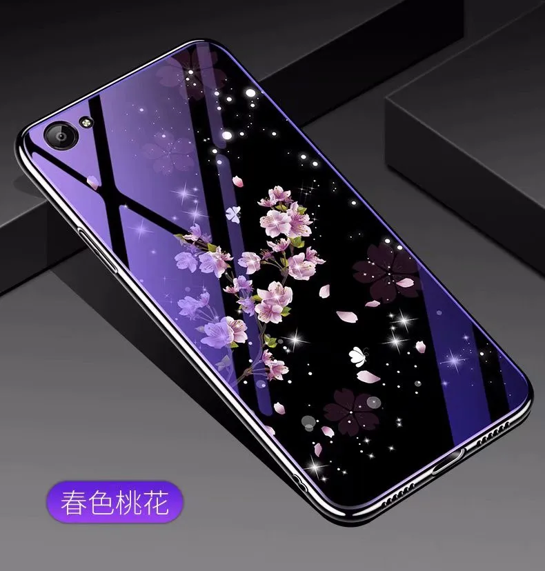 

For OPPO F1s A59 Blue Ray Flower Pattern Deer Plating Tempered Glass Surface Cover For Oppo A59 Capa