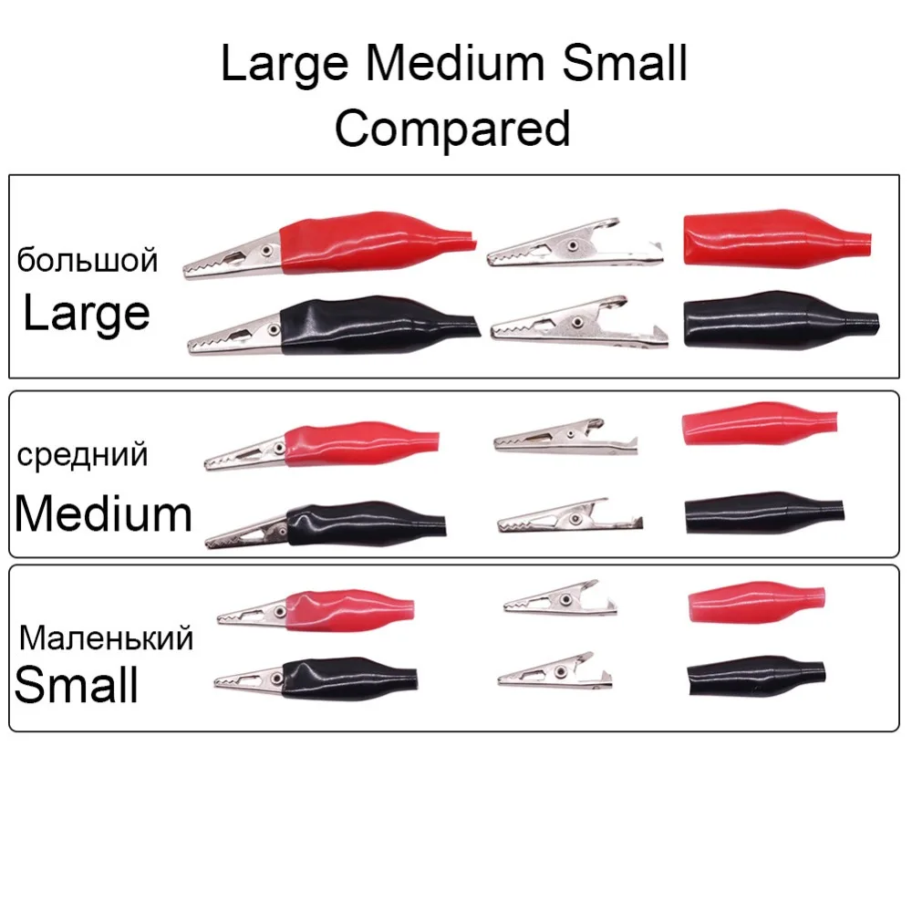 200 шт. зажимы типа «крокодил», клеммы, большая длина 44 мм/средняя длина 35 мм/маленькая длина 27 мм, пластиковая Изолированная ручка