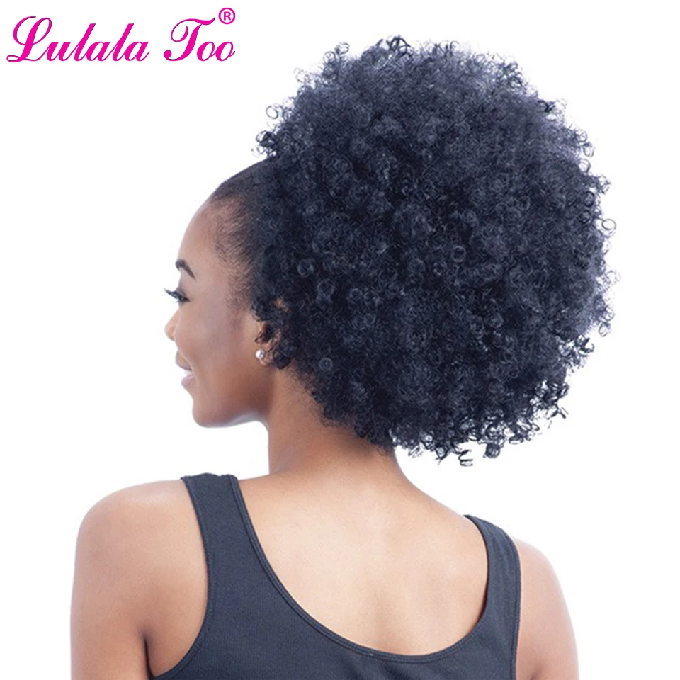 

10inch Afro Puff Synthetic Hair Bun Chignon Hairpiece For Women Drawstring Ponytail Kinky Curly Updo Clip Hair Extensions