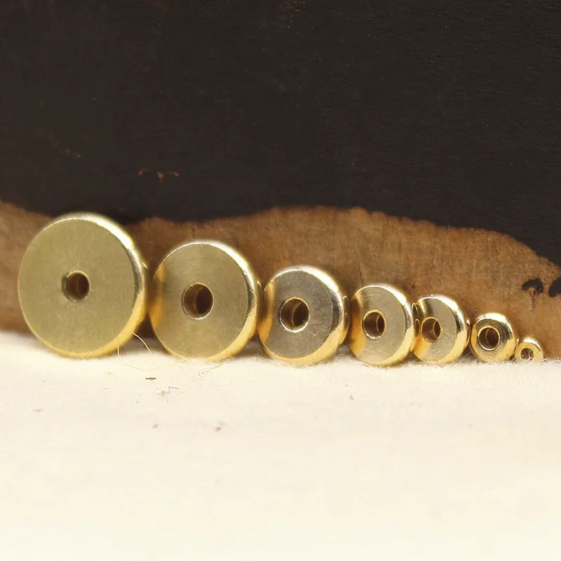 

50pcs/lot High Quality Flat Round Copper Beads Spacer 3-14mm Handmade Metal Brass Loose Fine Shim Beads DIY Jewelry Accessories