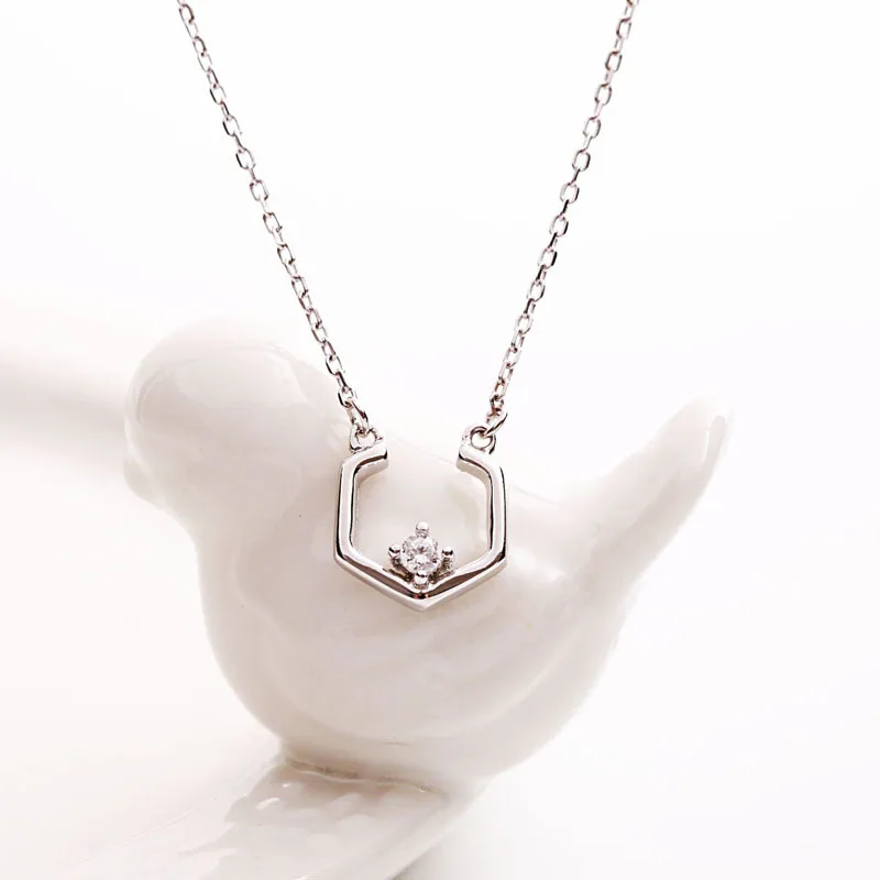 U cz necklace  women 100% 925 Sterling silver nacklace Jewellery Clavicle chain pendant charms girl gift