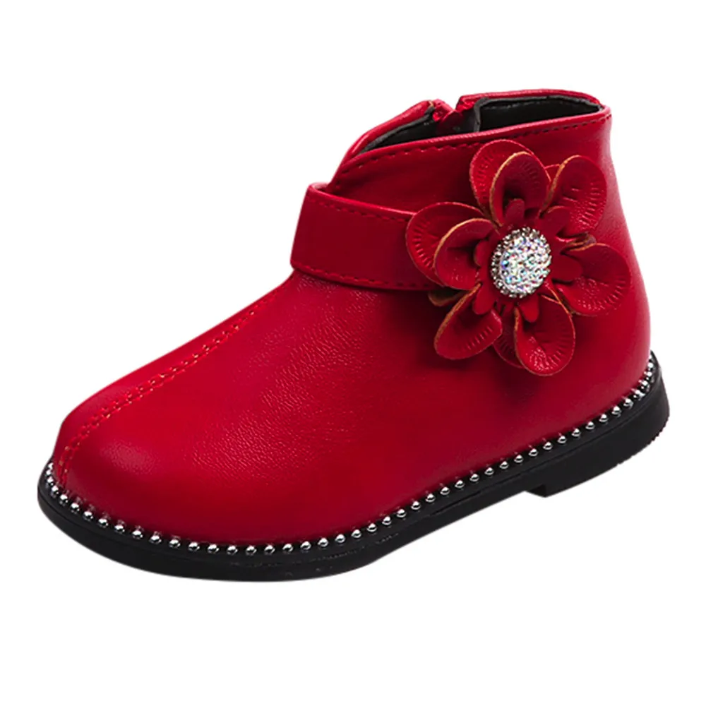 Детская Зимняя мода для девочек зимние ботинки теплые плюшевые мягкая подошва, детские ботинки для девочек кожаные зимние теплые сапоги для детей