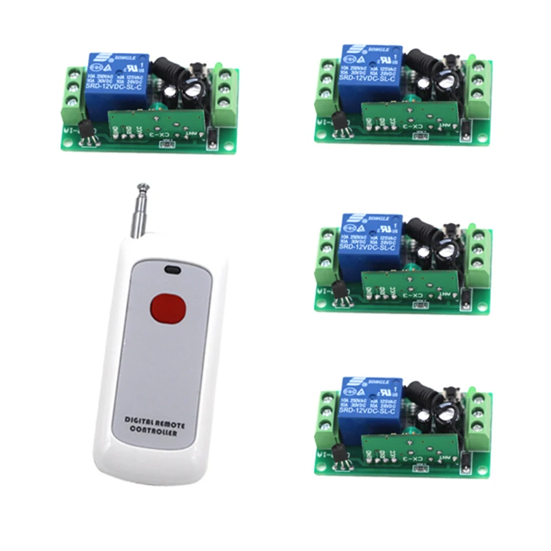 New DC 12V 10A 315MHz Small Remote Control 4 Switch with 1 Button Red