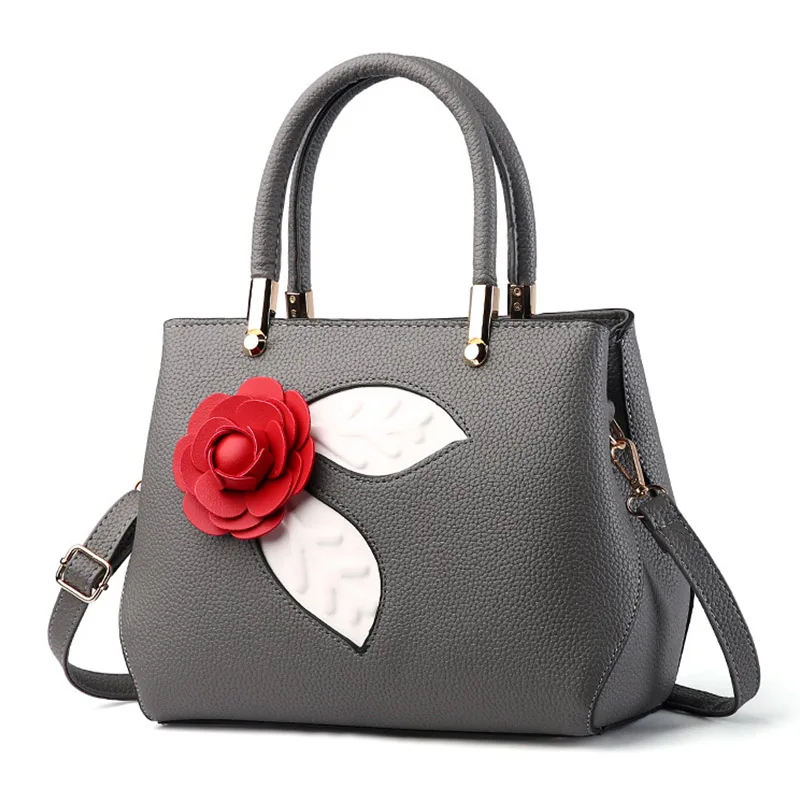 

Ladies Shoulder Bags Bright Flower Fashion Women Handbag PU Leather Patchwork  New Design Elegant Messenger Bag For Woman