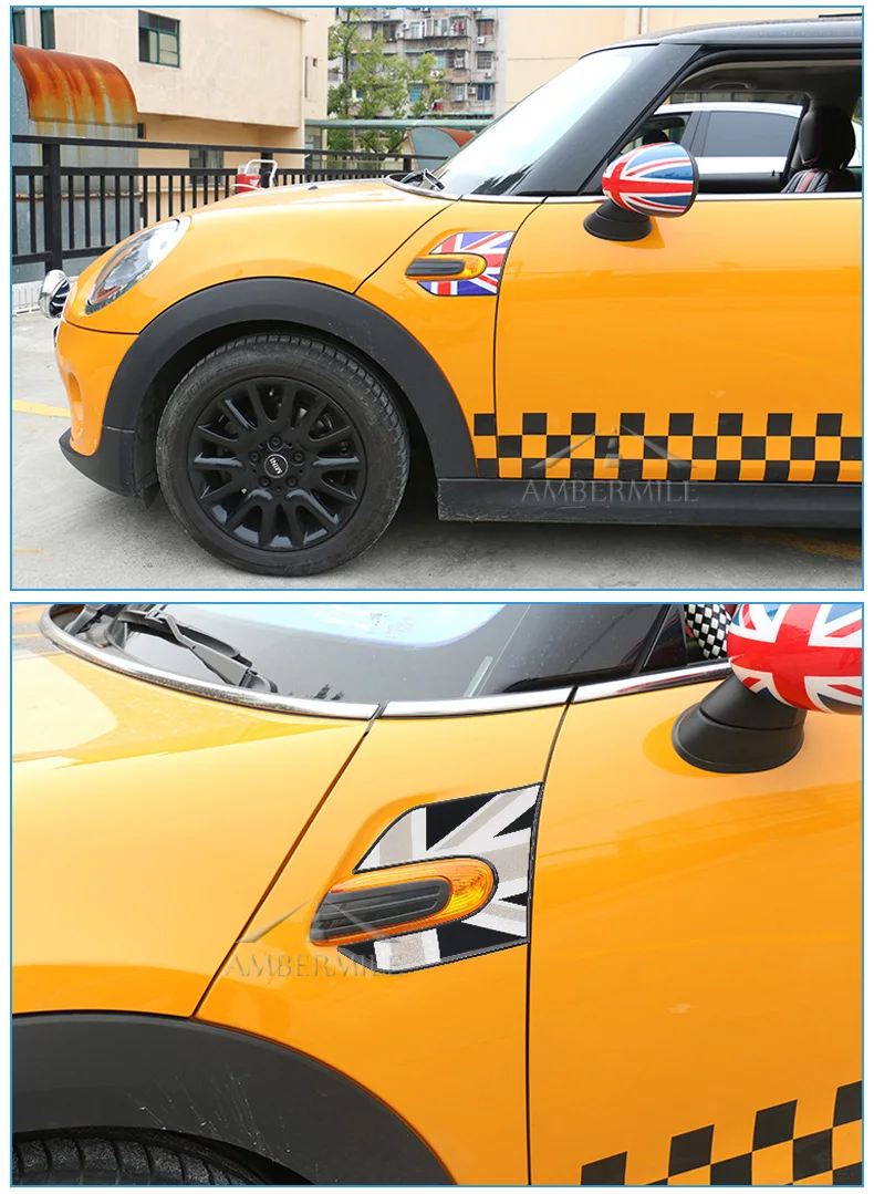 Car Side Plate Wing Fender Stickers Section Decals Covers Decoration for Mini Cooper S F55 F56 Accessories Car Styling (6)