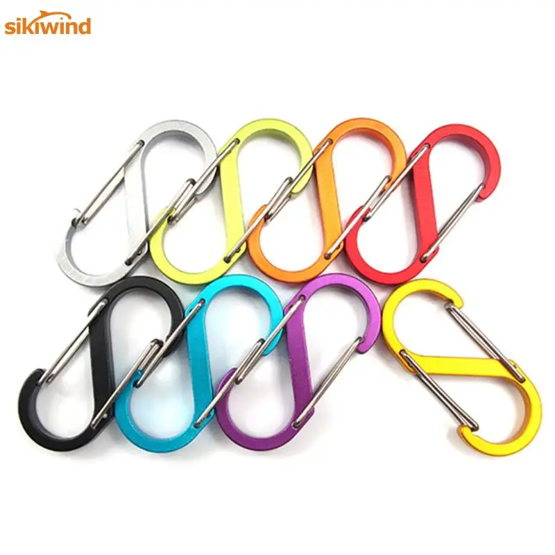 

Durable Carabiner Small S Shape Buckle Portable Outdoor Aluminium Alloy Safety Buckle 8 Types Key Lock Clip Hook Random Color