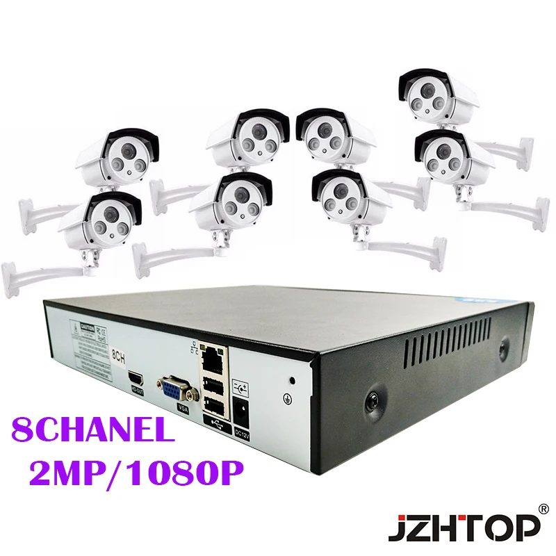 2mp 1080p ip network camera kit 8channel nvr