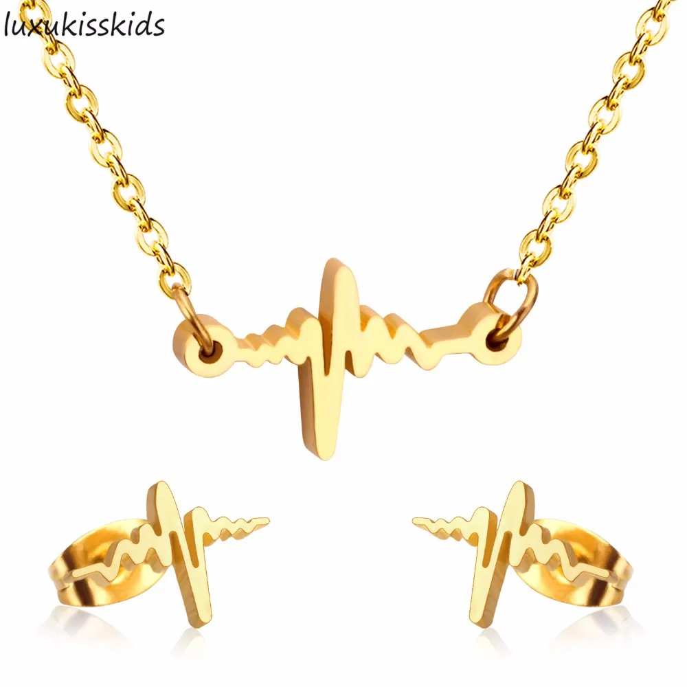 Модные Ювелирные наборы LUXUKISSKIDS из нержавеющей стали золотого цвета