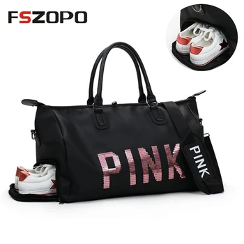 

Outdoor Women Pink Sport Bag Training Gym Bag Women's Sports Handbags Fitness Bag Travel Multi-function Bag with Shoes Storage