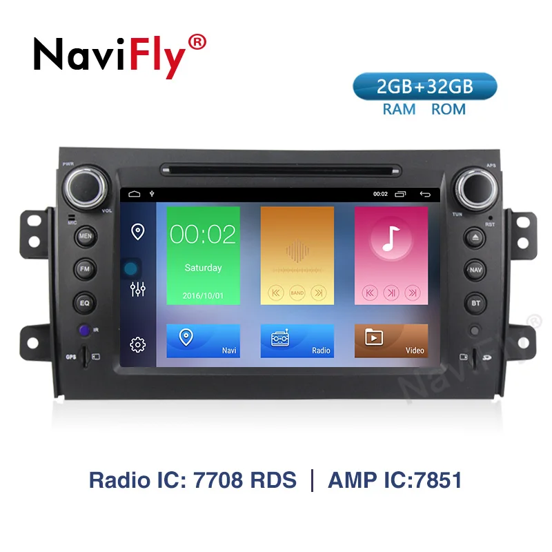 Cheap Navifly 2+32G Android 9.1 Car dvd Multimedia Player For Suzuki SX4 2006-2013 GPS Navigation Radio FM BT WIFI RDS 0