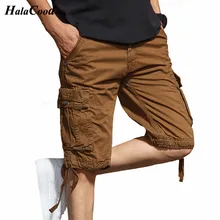 HALACOOD Мода новые летние большие мужские шорты-карго шорты мужские s хлопок плюс размер шорты с большим количеством карманов до колен шорты