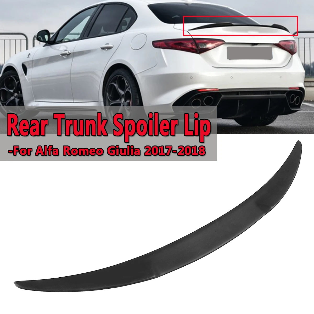 

Car Rear Trunk Spoiler Wing Lip For Alfa Romeo Giulia 2017-2018 ABS Plastic Rear Wing Spoiler Rear Trunk Roof Wing Black 125cm