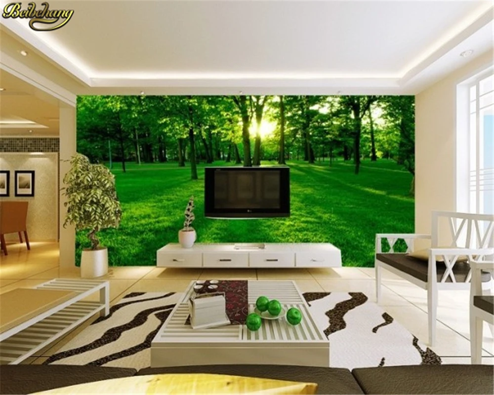 

beibehang Natural scenery sunlight green woods Waterproof silk cloth photo wallpaper 3d wall paper custom photo for living room