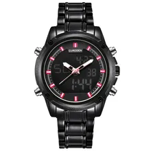 Новые модные цифровые мужские полностью стальные светодиодные часы с хронографом, бизнес часы, мужские водонепроницаемые часы с двойным временем, Montres de Marque de Lux