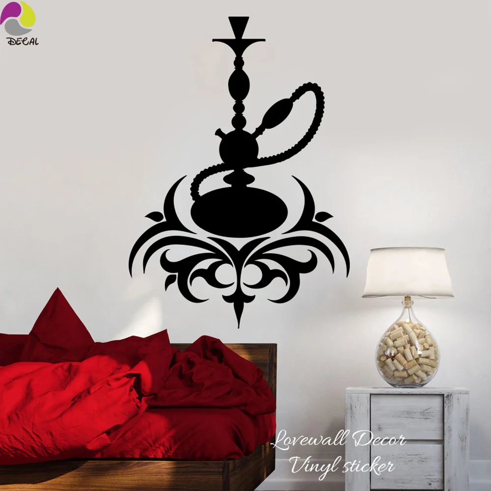 Hookah Wall Sticker Cafe Kitchen Bar Zone Arabic Shisha Cigarette Vapor Tobacco Smoke Wall Window Glass Decal Vinyl Decor Art