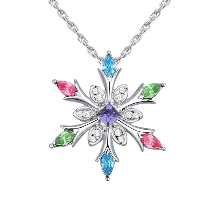 Новая подвеска из снежинки ожерелья Кристаллы от Swarovski Collier Femme ювелирные изделия для женщин цепочка без никеля Bijoux подарки - Окраска металла: 1