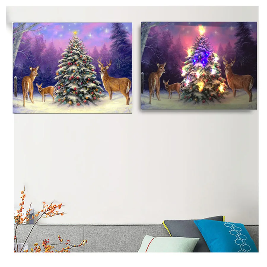 Christmas tree deers in winter 2