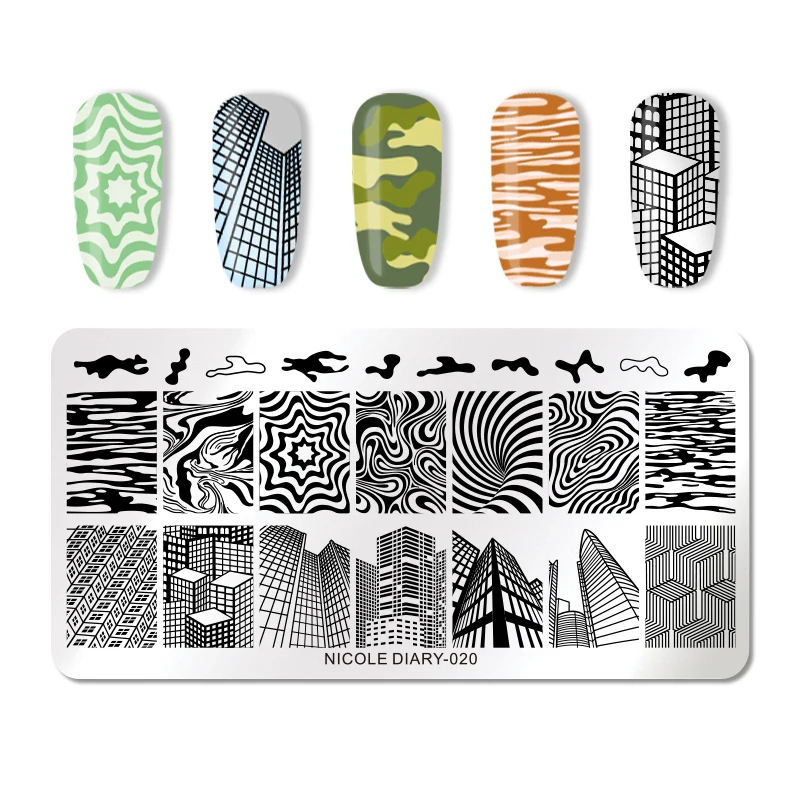 NICOLE дневник прямоугольник шаблон для штамповки ногтей геометрические цветы шикарные кружевные узоры DIY Дизайн ногтей маникюр штамп пластины трафарет